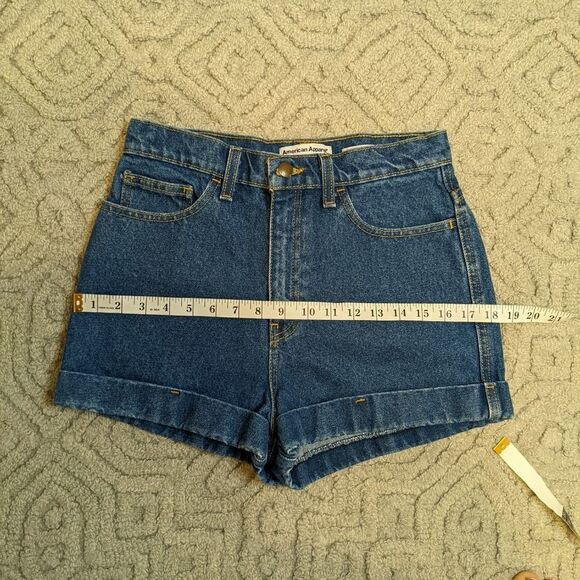AMERICAN Apparel High Waisted cuff high rise Jean Dark Denim Blue Shorts 28 B1 - Picture 6 of 10